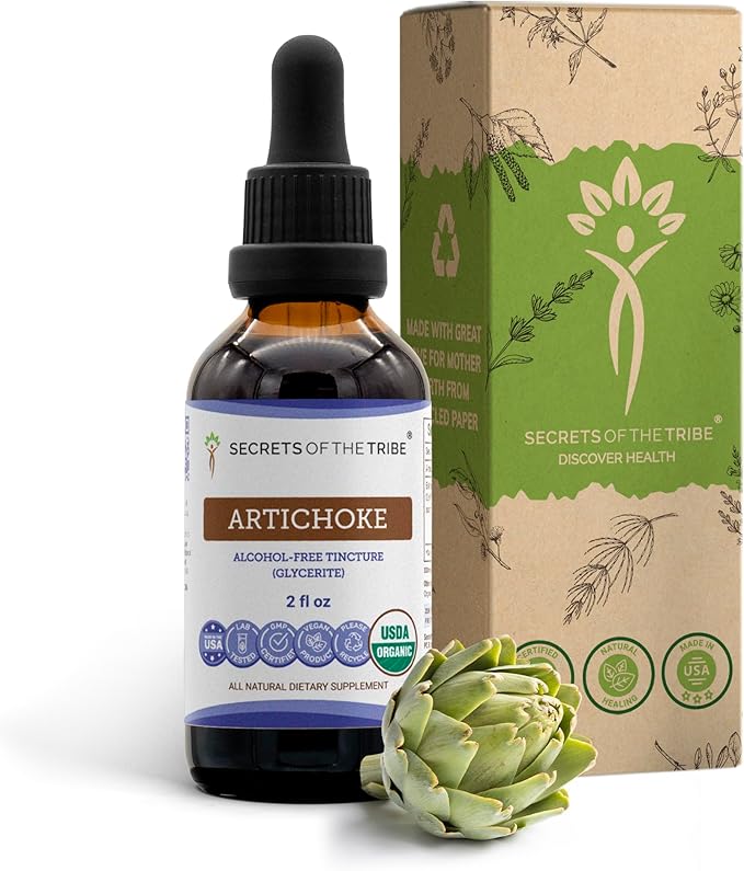 Secrets of the Tribe Artichoke USDA Organic | Alcohol-Free Extract High-Potency Herbal Drops | Made from 100% Certified Organic Artichoke (Cynara scolymus) Dried Leaf 2 oz