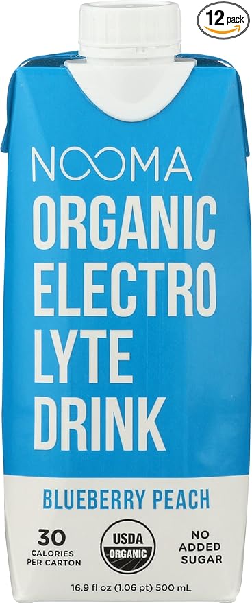 Nooma Organic Electrolyte Drink Blueberry Peach 16.89 Fluid Oz (Pack of 12)