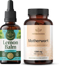 HERBAMAMA Lemon Balm and Rhodiola Kit - Bundle of Lemon Balm Drops 2 Fl Oz &amp 1200mg Rhodiola Rosea Capsules - Vegan Non-GMO Alcohol &amp Gelatin-Free - 2 Pack