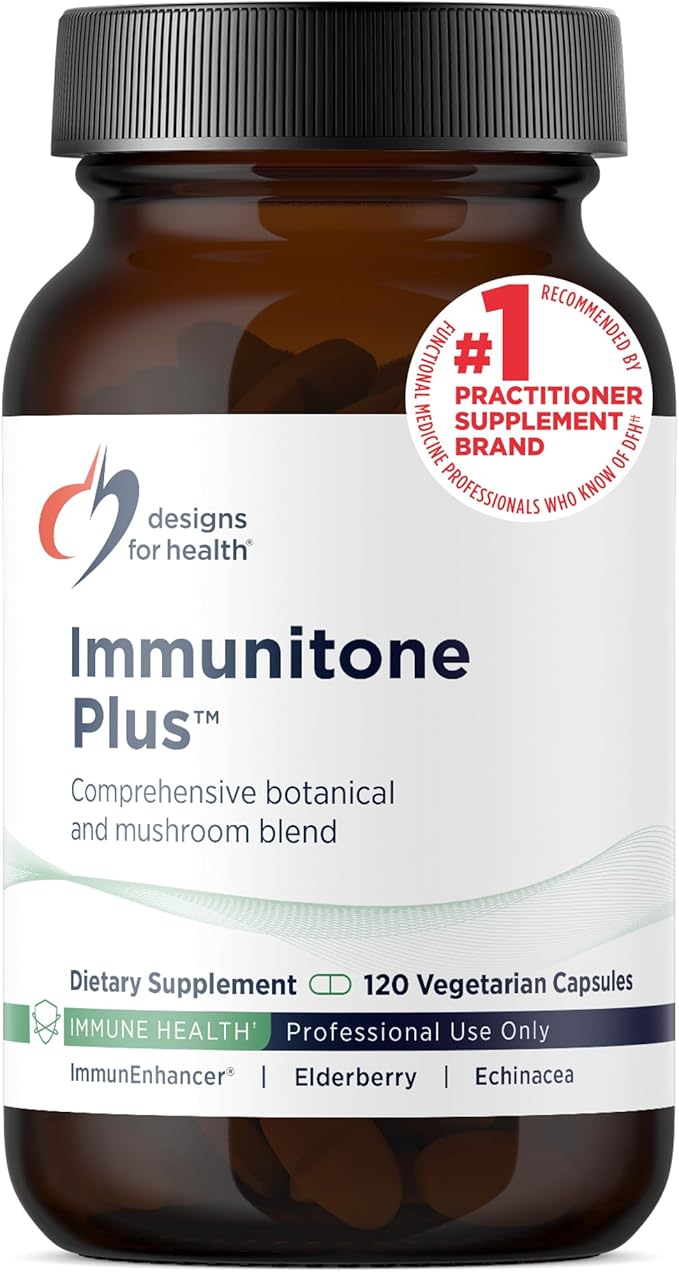 Designs for Health Herbal Immune Support with Mushrooms Echinacea Green Tea Astragalus + Elderberry - Immunitone Plus Pills - Non-GMO Supplement (120 Capsules)