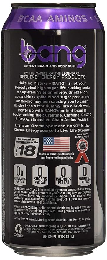 Bang Energy Purple Haze Sugar-Free Energy Drink 16-Ounce | Pack of 12