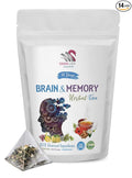 brain boost green tea - BRAIN AND MEMORY TEA HERBAL 14 days non gmo gluten free with ginger cinnamon ashwagandha - ginger tea herbal 1 Bag