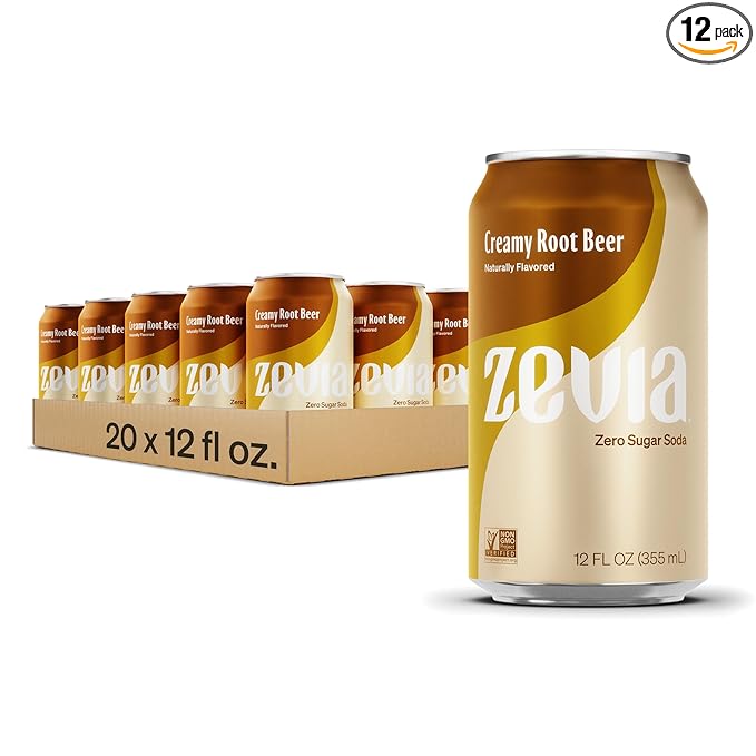 Zevia Zero Calorie Soda Creamy Root Beer 12 Fl Oz (Pack of 20)