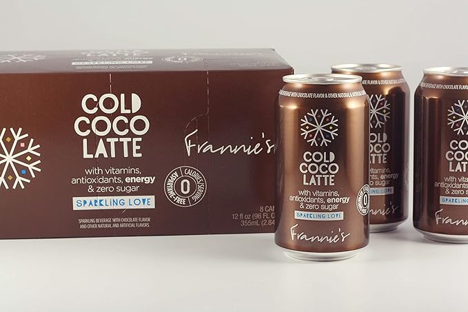 AmishTastes Frannie’s Sparkling Cold Coco Latte Protected With High-Density Foam 12 Oz. (Pack of 8)