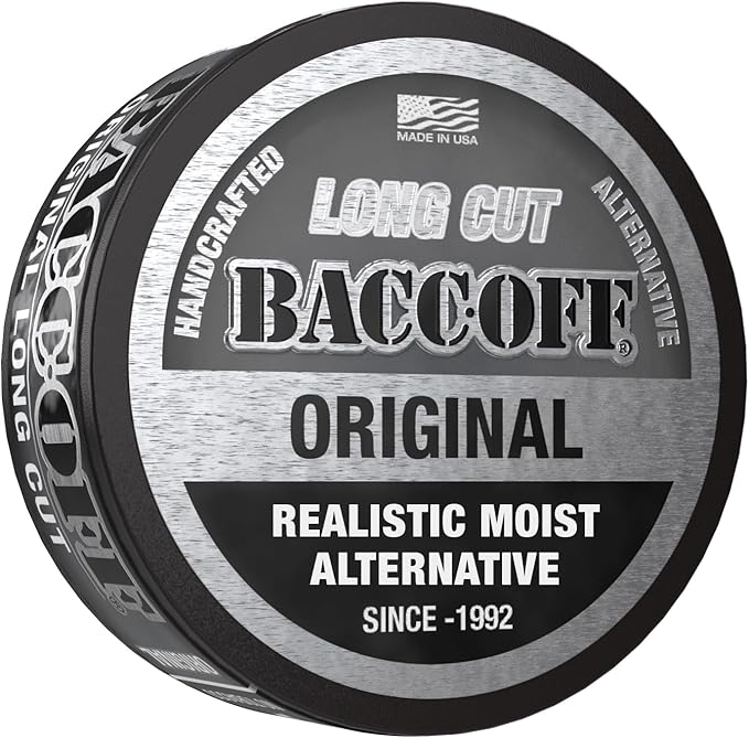 1 Can BaccOff Classic Original Long Cut Bold Natural and Smokey Flavor Realistic Moist Alternative