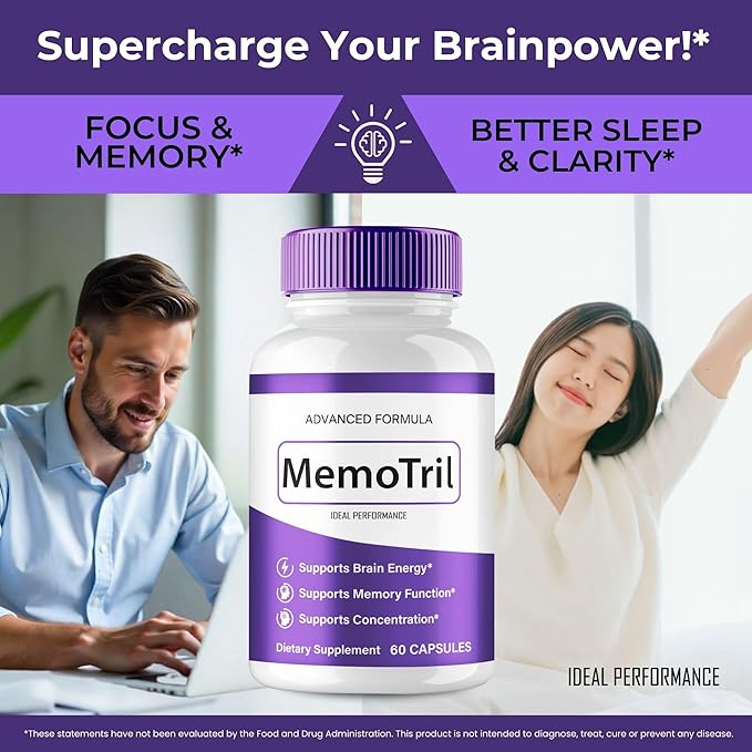 MemoTril Capsulas Memo Tril Memory Capsules Official Supplement for Brain Health Support - Maximum Strength Advanced Formula Nootropic Pills All Natural Memo Tril Capsules Reviews (2 Pack)