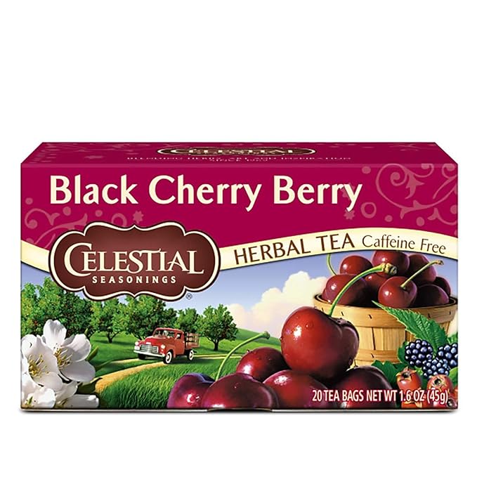 CELESTIAL SEASONINGS: Black Cherry Berry Herbal Tea Caffeine Free 20 bg (Pack of 6)