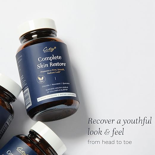 City Beauty Complete Skin Restore - Dietary Supplement - Supports Collagen &amp Elastin - Solution for Wrinkles &amp Sagging on The Face &amp Body - Anti-Aging Beauty &amp Skin Care Supplement