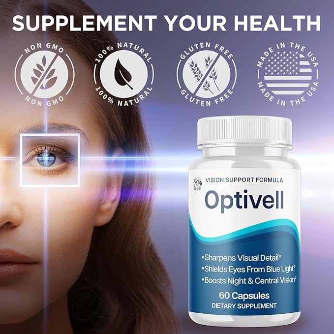 (3 Pack) Optivell Eye Capsules Official Optivell Eye Vitamin Pills with All Natural Ingredients Advanced Vision Formula Supplement Pills Supporting Ocular Health &amp Wellness Naturally (180 Capsul