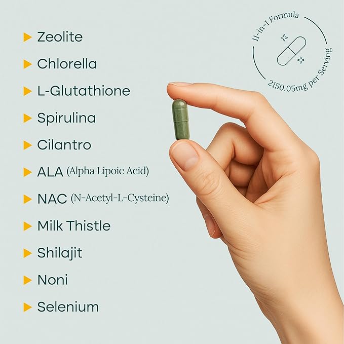 Liver Cleanse Detox &amp Repair - Microplastics Detox &amp Zeolite Supplement for Gut Health Cognition &amp Natural Energy - Glutathione NAC Chlorella Spirulina ALA Cilantro Milk Thistle No
