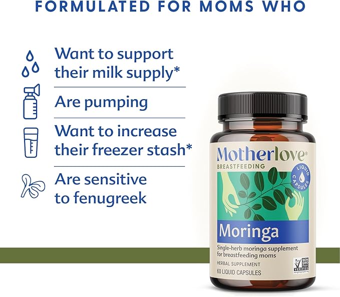 Motherlove Moringa (120 Capsule Value Size) Lactation Supplement to Support Breast Milk Supply—Non-GMO Organic Herbs Vegan Kosher