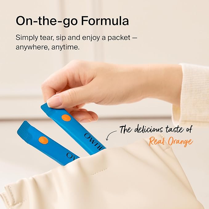 Ownist Triple Collagen Liquid Packets On-The-Go - Peptides with Hydrolyzed Marine Collagen Elastin Hyaluronic Acid and Vitamin for Healthy Skin - Orange Flavor - 28 Individual Stick Packs (2 Boxes)