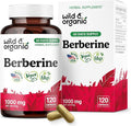 Wild &amp Organic Berberine Supplement Capsules 1000 mg - Antioxidant &amp Overall Support - Berberine HCL Powder - 60 Days of Supply - Berberis Aristata Bark - Vegan No Fillers Non-GMO - 120 Coun