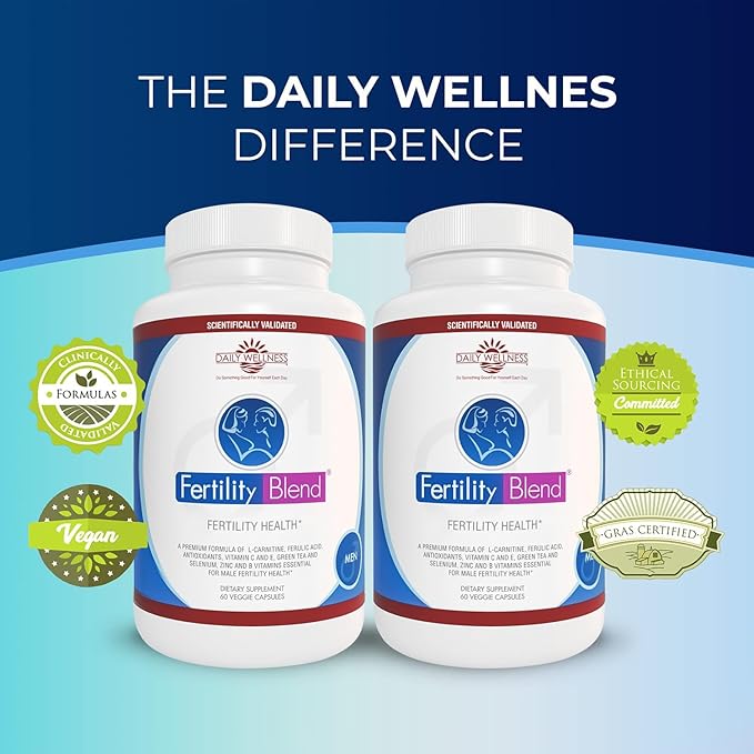 Daily Wellness for Men - Male Fertility Supplements Vitamin Blend Pills - Male Count Pre-Conception for Him - Fertility Supplements for Men - 60 Capsules 2 Pack