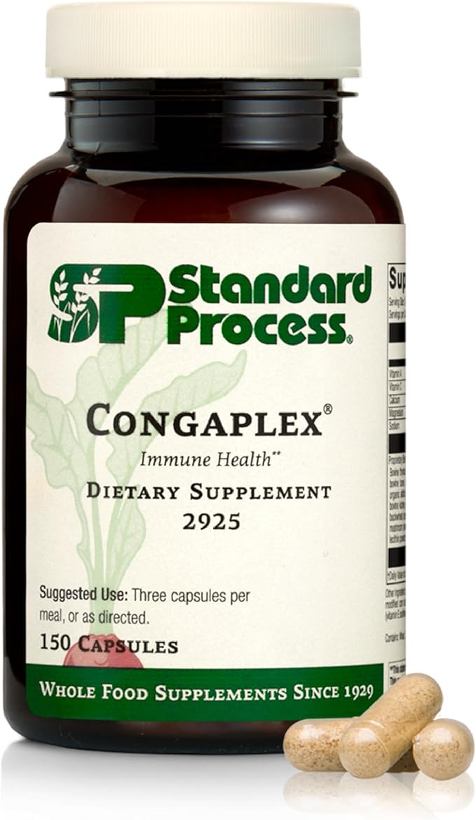 Standard Process Inc. Congaplex - Thymus Gland Support Supplement - Immune Health with Calcium Lactate Magnesium Vitamin C &amp Vitamin A - Immune System Aid with Mushroom Powder - 150 Capsules