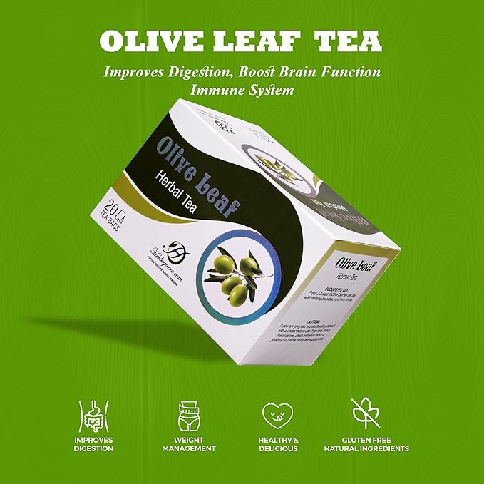 HERBOGANIC Olive Leaf Herbal Tea - Digestion Support and Immune Boost | Refreshing and Delicious Blend | Natural Ingredients | 120 Tea Bags