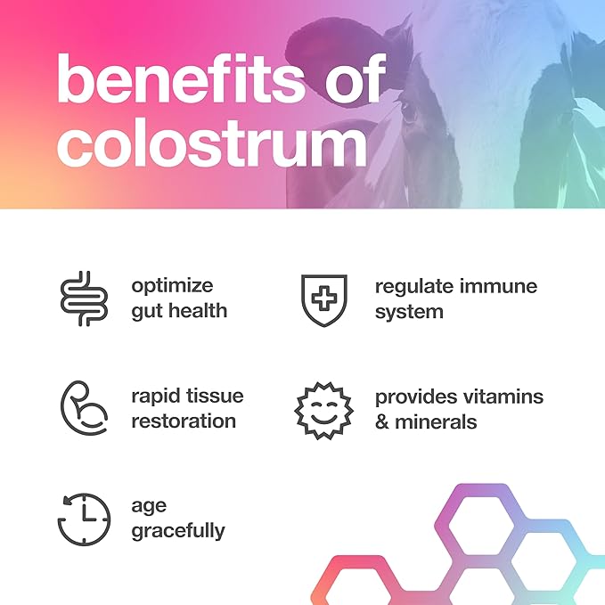 Pure Bovine Colostrum 180 Capsules - Antibiotic and Hormone Free - USA Sourced - All Natural - 100% First Milking