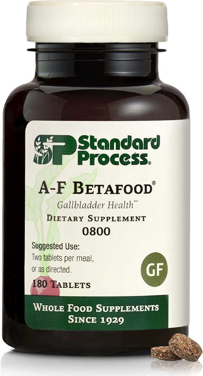 Standard Process A-F Betafood - Support Gallbladder Health &amp Liver Care - Aids Lipid Metabolism &amp Bowel Functioning with Vitamins A &amp B6 - Gluten-Free Non-Dairy &amp Non-Soy - 180 Tablet