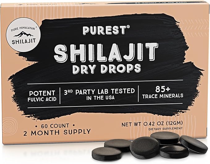Pure Himalayan Shilajit Dry Drops 100% Pure Natural Shilajit Grade A Max Potency 85+ Clean Trace Minerals &amp Fulvic Acid for Energy Metabolism &amp Immune Support Supplement for Men &amp Wome
