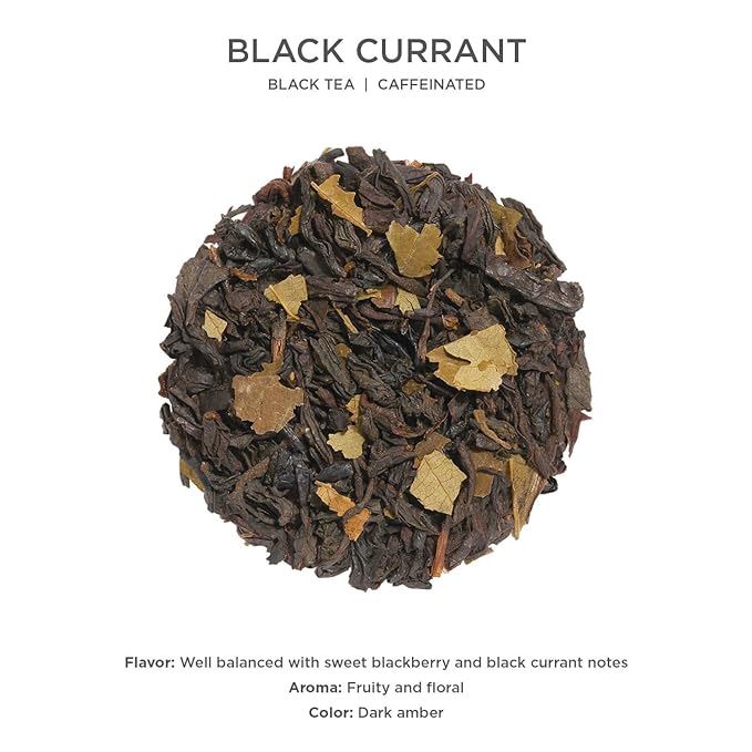 Tea Forte Black Currant Premium Caffeinated Black Tea Blend Event Box Bulk Pack 40 Count 10 per tray Individually Wrapped Handcrafted Pyramid Infusers