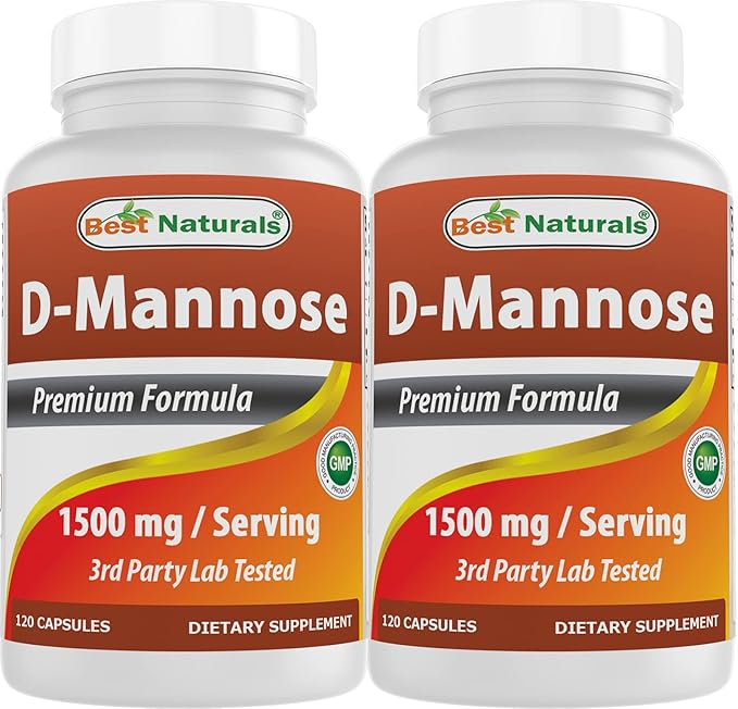 Best Naturals D-Mannose 1500 mg Per Serving 120 Capsules (Pack of 2)