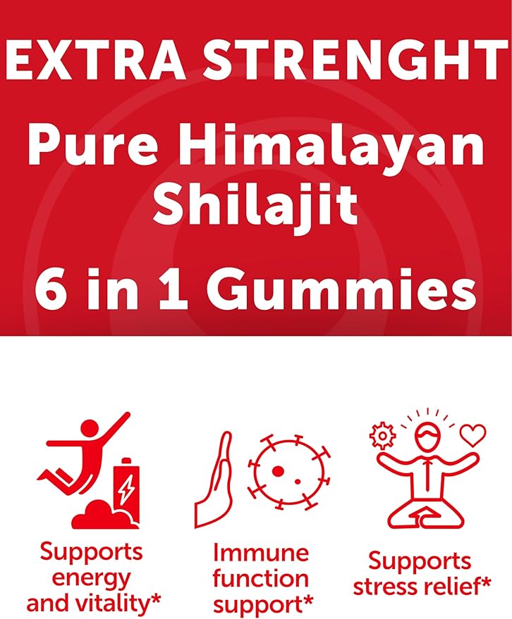 Lunakai USA Made 1200mg Pure Himalayan Shilajit Gummies for Men &amp Women with Ashwagandha &amp Chaga – Supplement for Daily Energy &amp Vitality Support 60ct
