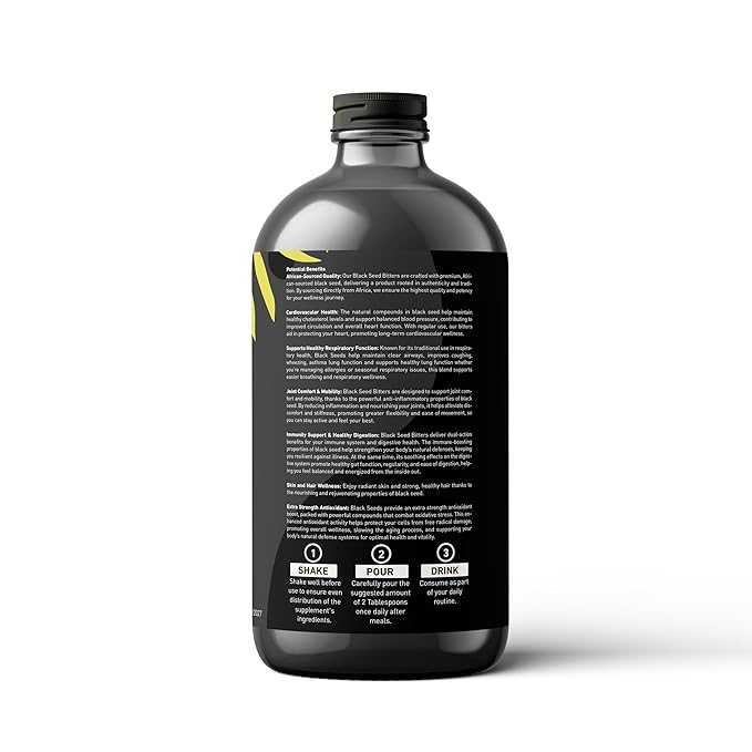 Nature's Blooms: Black Seed Bitters Natural Supplement for Health and Wellness|Super Antioxidant for Immune Support Joints Digestion Hair &amp Skin|16 oz