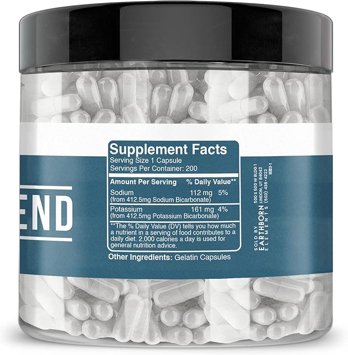 Earthborn Elements Bicarb Blend 200 Capsules Pure &amp Undiluted No Additives (Pack of 2)