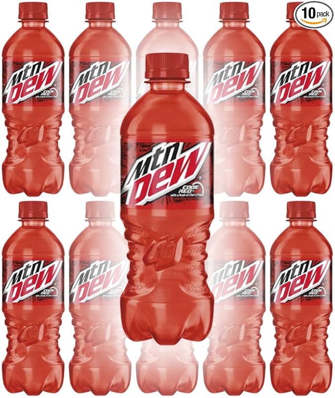 Mountain Dew Code Red 20oz Bottle (Pack of 10 Total of 200 Fl Oz)