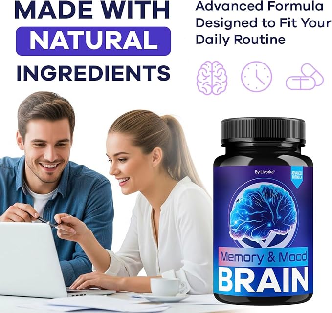 (3 Pack) Memory Mood and Brain Capsules - Official Daily Support Brain Health Supplement Pills Advanced Formula Memory &amp Mood Brain &amp Memory Focus Reviews 180 Capsules for 3 Months
