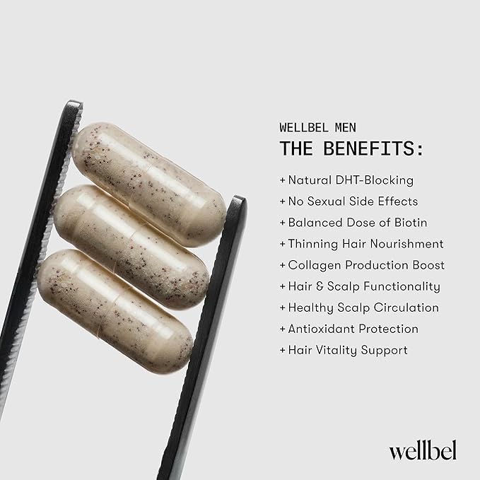 WELLBEL Men Clean Supplement for Hair Skin and Nails Vegan Gluten Free and Non GMO 90 Count