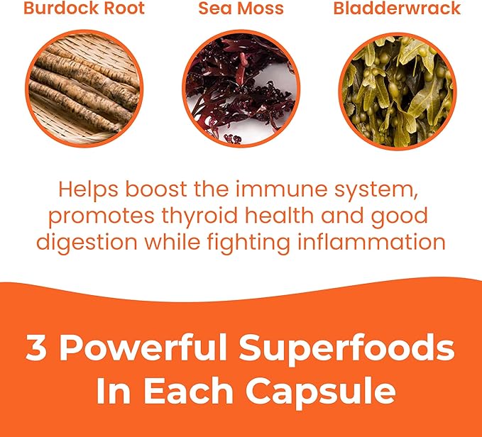 INFINITE AGE 3 Pack of 1250mg Sea Moss Advanced Superfood Capsules 180 Count - High-Potency Vegan Made in The USA - Irish Seamoss Bladderwrack Burdock Root - Overall Health Immunity Support