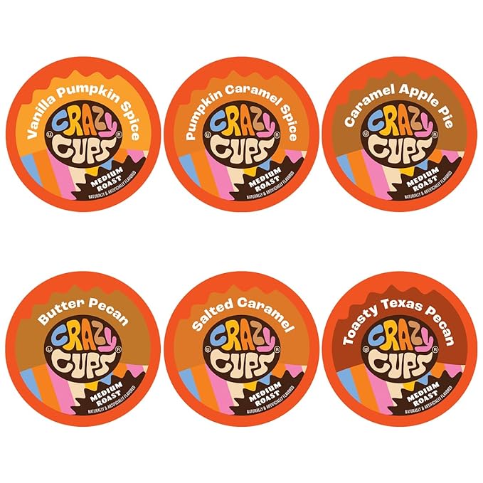 Crazy Cups Fall Coffee Pods Variety Pack for Keurig K Cup Coffee Maker Seasonal Favorites Fall Blend Sampler 50 Count