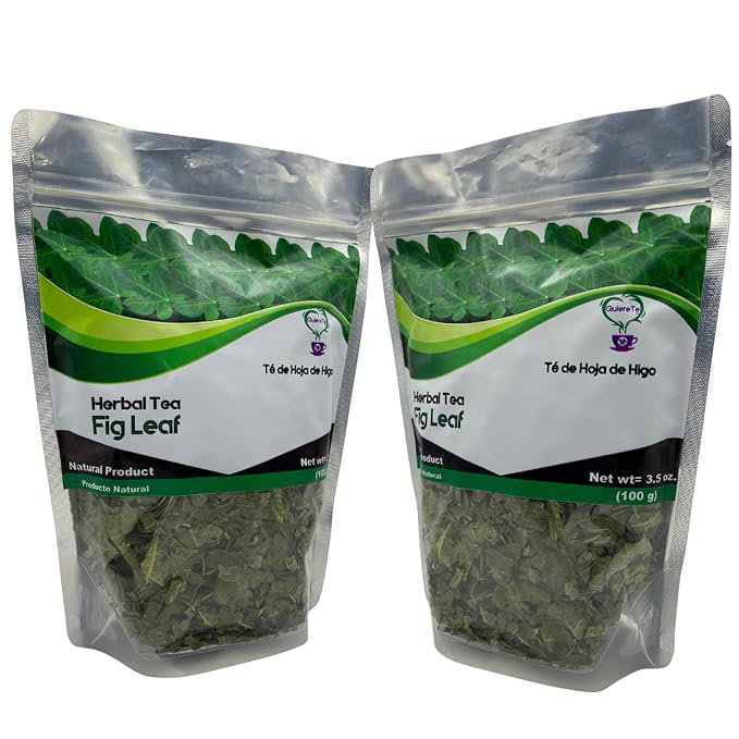Fig Leaf Tea Hoja de Higo Quiere Te 3.5 oz (100 grams) 2 Pack Up to 132 Cups Crushed Fig Leaf Tea Loose Leaves 100% Natural Resealable Bag Product From Mexico Herbal Tea Fig Infusion Comb