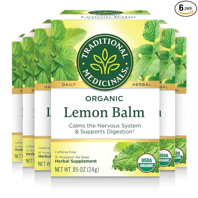 Herb Tea 95% organic Lemon Balm  16 bag (pack of 6 ) ( Value Bulk Multi-pack)