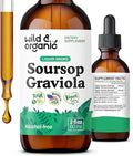 Wild &amp Organic Soursop Graviola Liquid Drops - Antioxidant &amp Digestive Support - Alcohol-Free Soursop Extract - Sugar-Free Guanabana Leaves Tincture - Vegan Graviola Leaf Extract Supplement -