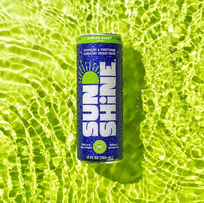 Sunshine Sparkling Energy Drink Variety Pack with Daily Essential Vitamins 360mg of Electrolytes 70mg of Natural Caffeine 12 Fl Oz (Pack of 12)