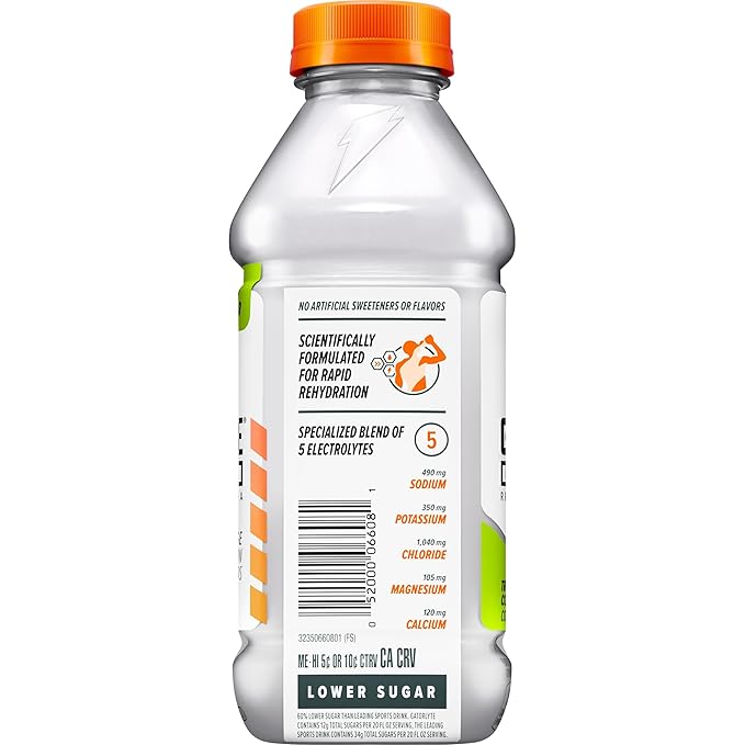 Gatorlyte Rapid Rehydration Electrolyte Drink Tropical Coconut Specialized Blend of 5 Electrolytes Lower Sugar No Artificial Sweeteners No Artificial Flavors 20 fl oz Bottles (Pack of 12)
