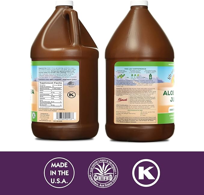 Lily of the Desert Aloe Vera Juice - Inner Fillet Aloe Vera Drink Organic Aloe Juice with Natural Vitamins Digestive Enzymes for Gut Health Stomach Relief Wellness Glowing Skin 128 Fl Oz