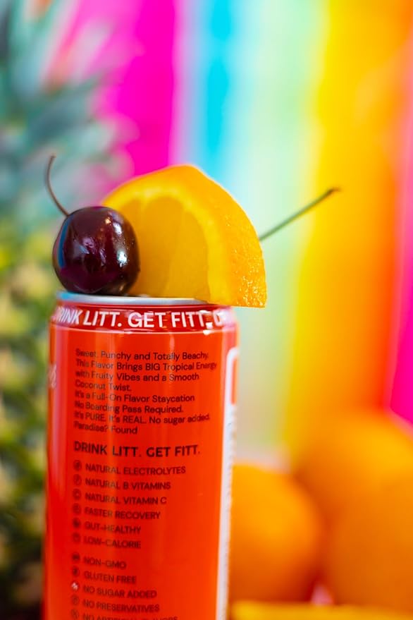 DRINK LITT PARADISE PUNCH | Fruit Punch | Natty Hydration | Natural Electrolytes | B Vitamins | 11 oz (Pack Of 12)