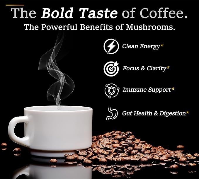 DLNIA Instant Organic Mushroom Coffee with 12 Adaptogenic Mushrooms Arabica Beans Coconut Milk &amp MCT Oil | Cordyceps Lion’s Mane &amp Turkey Tail Instant Coffee for Better Energy Focus Diges