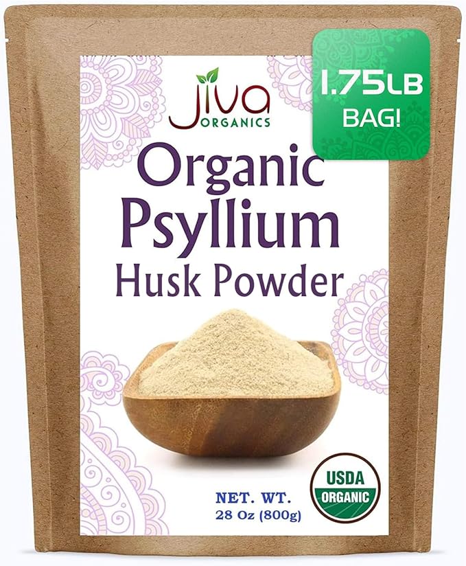 Jiva Organics Psyllium Husk Powder 1.75 LB Bulk Bag - Gluten Free Easy Mixing Fiber Unflavored Fine Ground Non GMO Pure - Keto Friendly