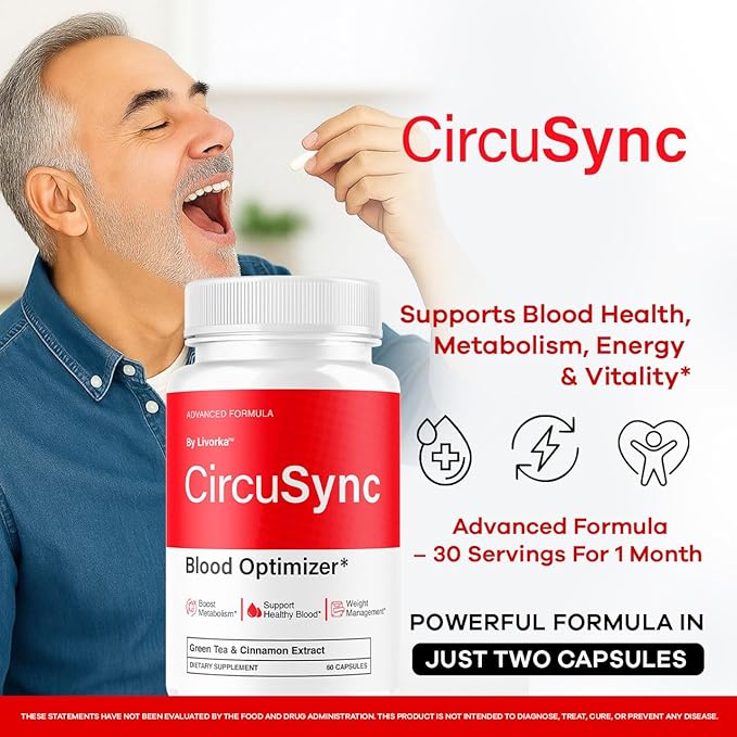 (2 Pack) Circusync Capsules - Official Circu Sync Advanced Blood Health Support Supplement Pills - Maximum Strength Natural Vitamins Formula for Overall Health &amp Wellness 120 Capsules for 2 Mont
