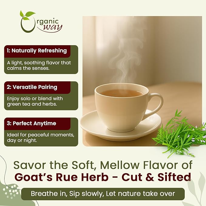 Organic Way Goat’s Rue Herb Cut &amp Sifted - Herbal Tea | European Wild-Harvest | Kosher &amp USDA Certified | Vegan Non-GMO &amp Gluten Free | 100% Raw from Albania 16 Oz (Pack of 1)