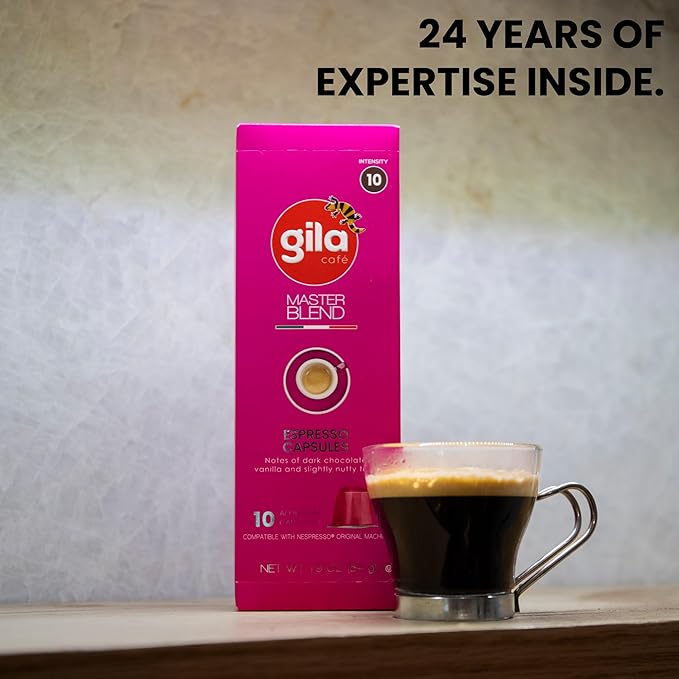 GILA Café Master Blend Aluminum Coffee Capsules – Dark Roast Espresso Pods Compatible with Nespresso Original Machines – Mexican Arabica Blend with Chocolate &amp Vanilla Notes 60 Count