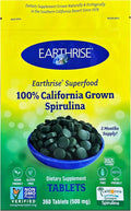 Earthrise Superfood 100% California Grown Spirulina 500mg Tablets (360 Count) Natural Premium Spirulina Vegan Gluten Free Keto Friendly Non -GMO High in Vitamins &amp Minerals