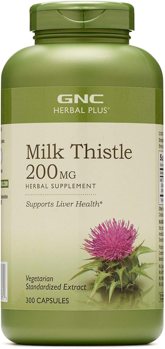 GNC Herbal Plus Milk Thistle 200mg Supplement Vegetarian Supports Healthy Liver Function 300 Servings