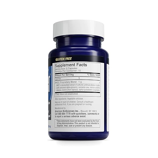 American BioSciences ImmPower AHCC Mushroom Supplement 6-Pack Enhanced Immune Support Natural Killer Cell Activity and Cytokine Production 30 Vegetarian Capsules 500 milligrams per Capsule