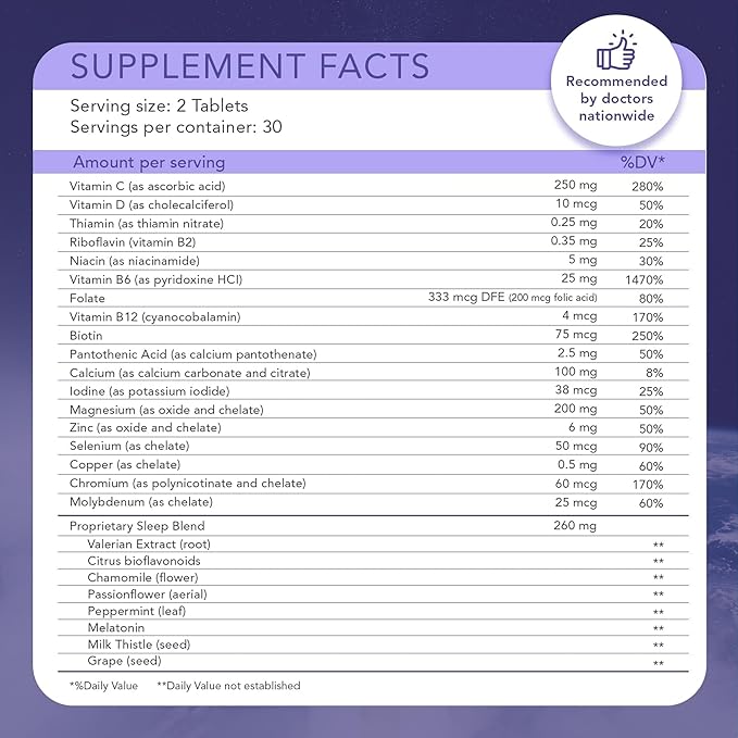Sleeping Aid Supplement - Natural Sleep Supplement Tablets with Valerian Root Passionflower Magnesium Melatonin Soothing Herbs for Relaxation and Sleep - NASA Technology 60 ct