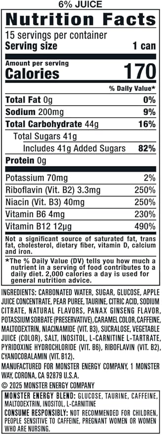 Monster Energy Juice Bad Apple Energy + Juice Energy Drink 16 Ounce (Pack of 15)